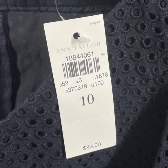NEW Ann Taylor Skirt Womens 10 blue pencil straight eyelet - Picture 3 of 8